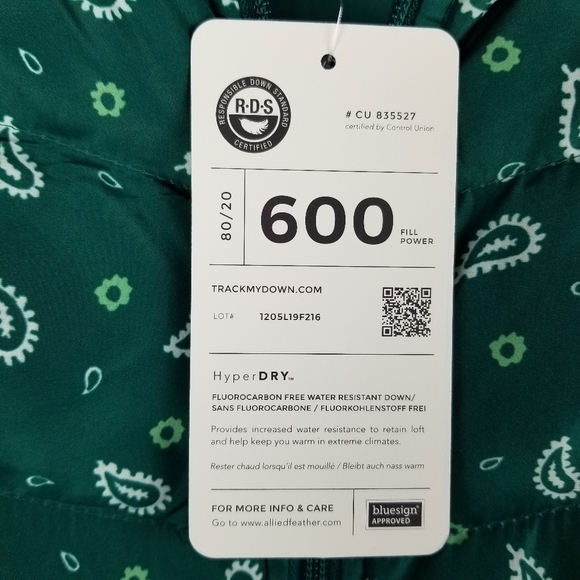 Lands' End Evergreen Bandana Paisley Puffer Down Vest NWT size Small - Picture 6 of 10